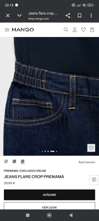 Jeans skinny negro y flare crop vaquero premamá