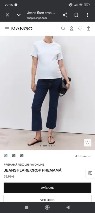 Jeans skinny negro y flare crop vaquero premamá