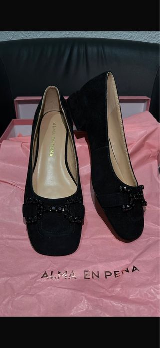 Zapatos Alma en Pena Negros Tacón Bajo