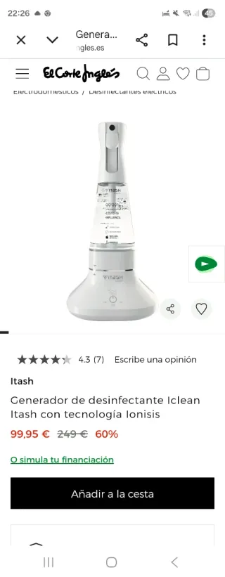 Generador Desinfectante Ecológico Itash iClean