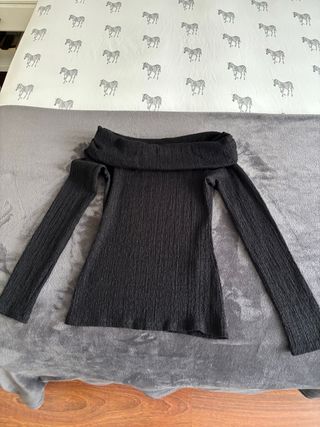 Top Zara Escote Bardot Negro