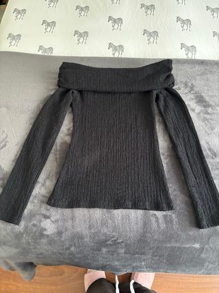 Top Zara Escote Bardot Negro