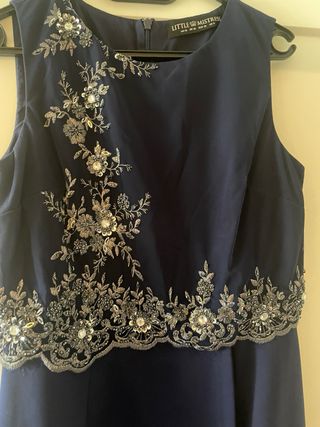 Vestido fiesta Little Mistress azul plateado