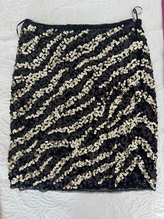 Falda Mango Lentejuelas Negra y Dorada