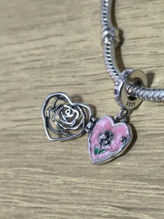 Colgante Corazón Rosa Locket Plata