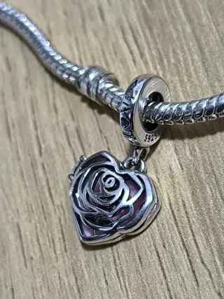 Colgante Corazón Rosa Locket Plata