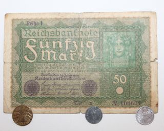 LOTE MONEDAS Y BILLETE NAZI III REICH 1941