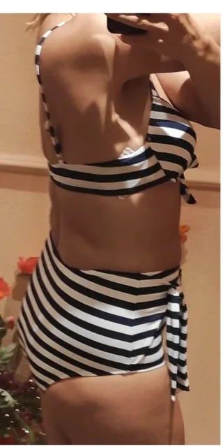 Bikini rayas azul marino Talla S