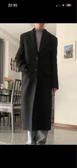 Cappotto donna lungo in lana nero