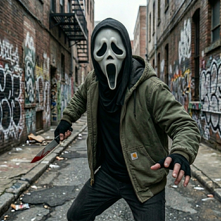 Disfraz Scream: Máscara, Guantes y Cuchillo Falso