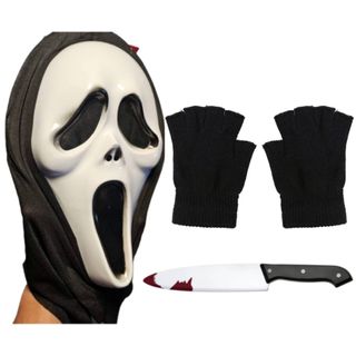 Disfraz Scream: Máscara, Guantes y Cuchillo Falso