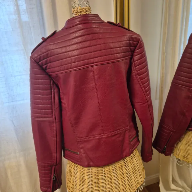 Chaqueta de piel roja/granate Pepe Jeans