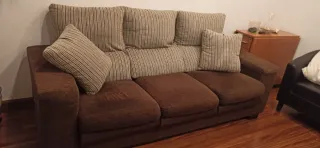 OCASION SOFA 3 PLAZAS TELA MARRON y BEIG  RECLINAB