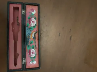 Scatola Lacca Cinese Antica Porta Ventaglio