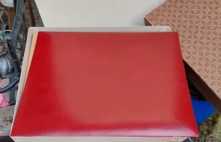 Set da scrivania in pelle rossa