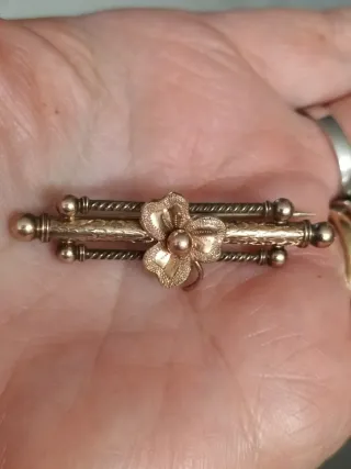 Spilla antica fiore oro rosa argento