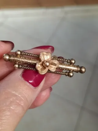 Spilla antica fiore oro rosa argento