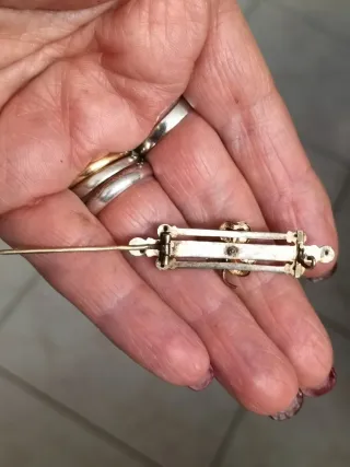 Spilla antica fiore oro rosa argento