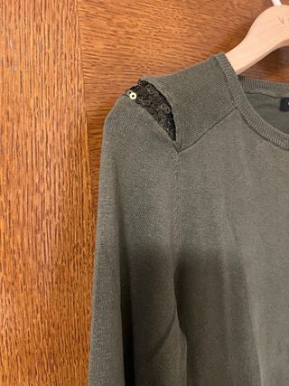 Jersey Tintoretto verde lentejuelas Talla M