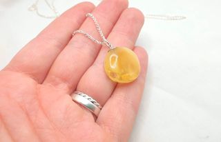 Collar ámbar Báltico natural amarillo y plata 925