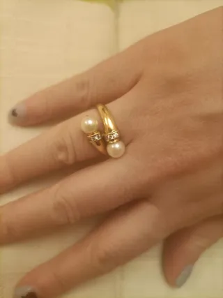 Conjunto Anillo y Pendientes Perlas Oro