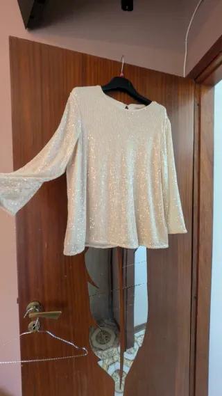 Maglia H&M paillettes oro/bianco