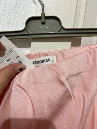 Falda larga satén rosa