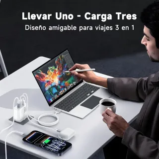 Cargador USB C 70W Magnético 3 Puertos