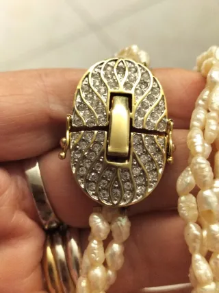 Collana vintage perle scaramazze e gancio argento