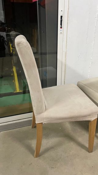 Conjunto 6 sillas de tela y madera 2 piel 4 tela