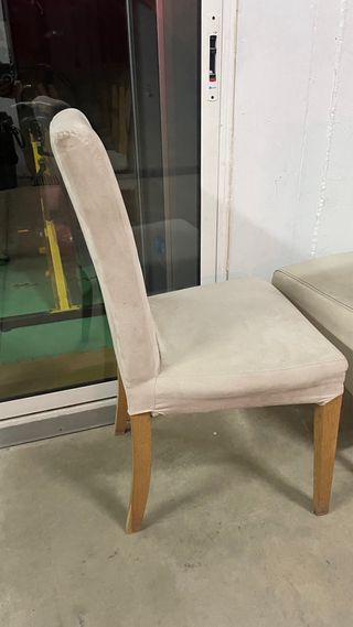 Conjunto 6 sillas de tela y madera 2 piel 4 tela