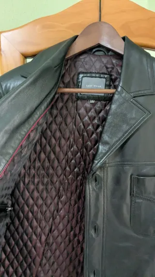 Chaqueta de piel hombre negra