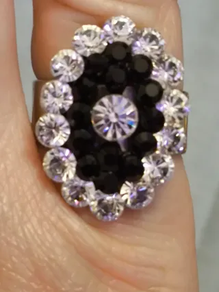 Anillo adaptable acero piedras Sharoski