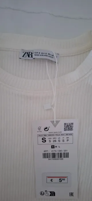 Top ZARA Blanco Talla S