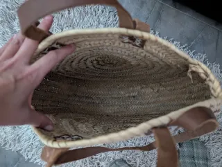 Bolso Maxi Mimbre Beige y Rosa