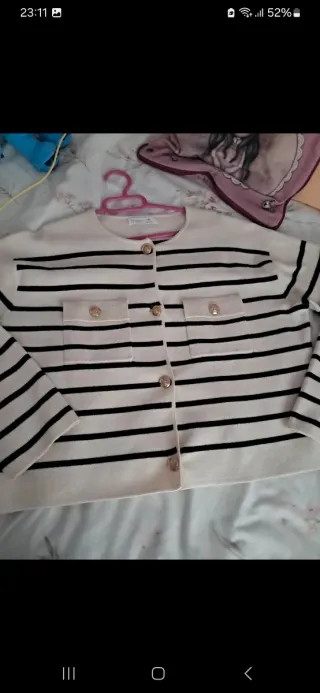 Cárdigan rayas beige y negro talla M