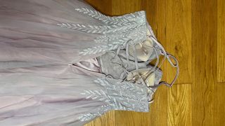 Vestido de fiesta rosa y plateado