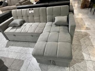 Sofá cama económico terciopelo gris