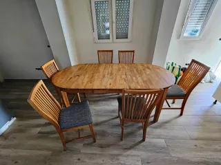 Mesa Roble Maciza + 6 Sillas