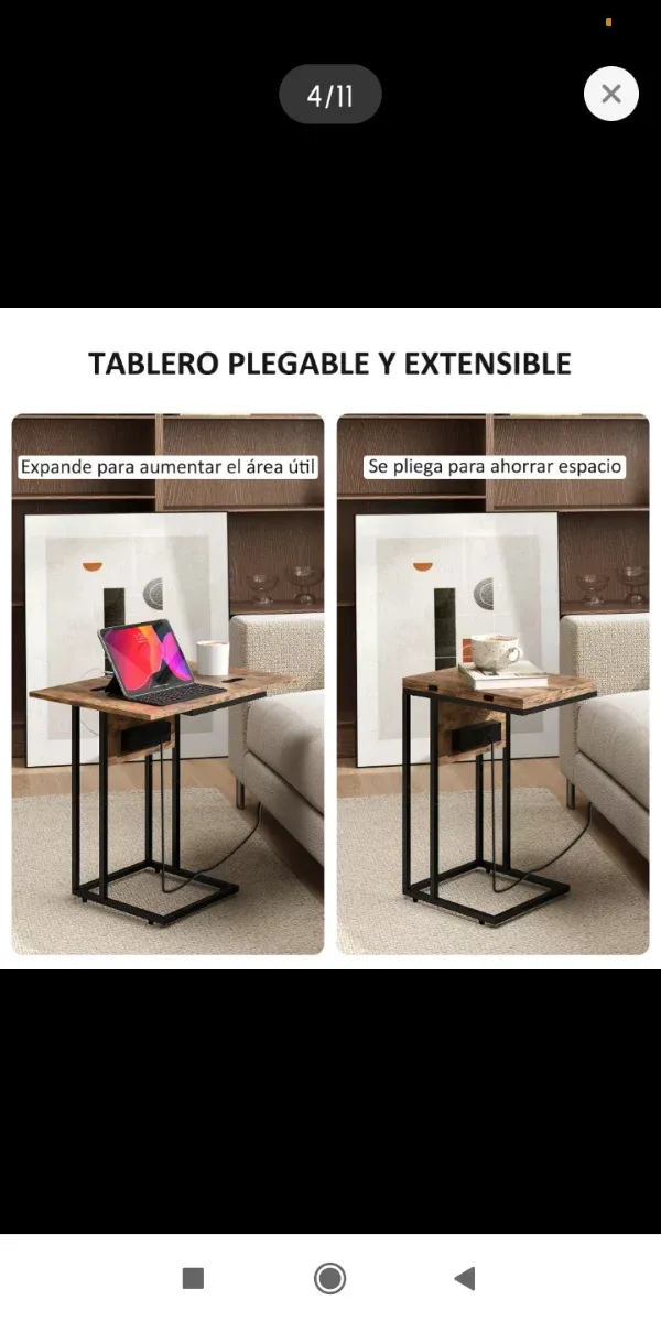 Mesa auxiliar sofá con carga