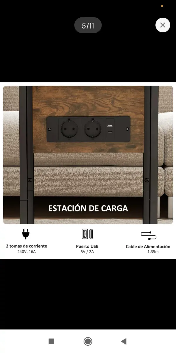 Mesa auxiliar sofá con carga