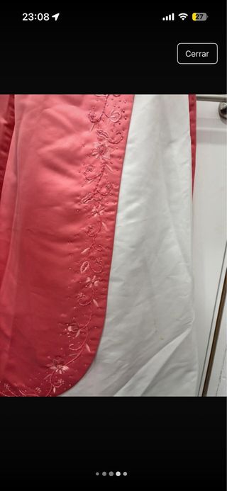 Vestido largo rosa y blanco