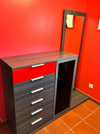 Estructura cama 135cm y mueble espejo