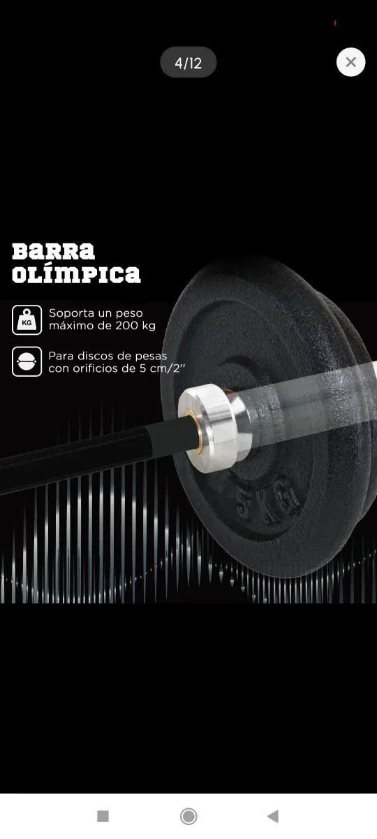 Barra de pesas acero 180cm ø50