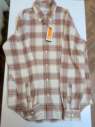 Camisa Timberland cuadros beige y marrón Talla M