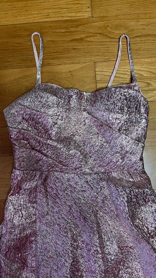 Vestido largo rosa y plateado