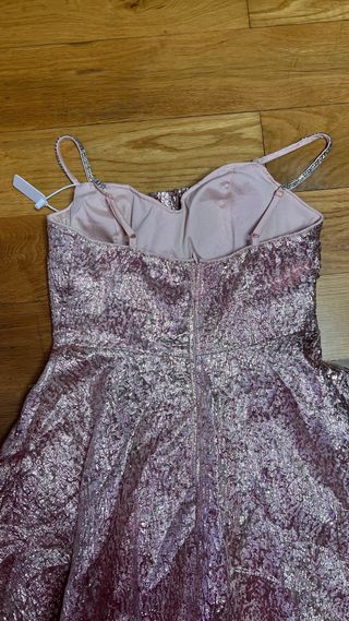 Vestido largo rosa y plateado