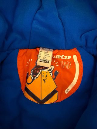 Mono traje nieve bebé 18m naranja