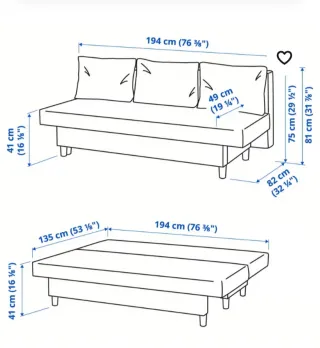 Divano letto beige a 3 posti