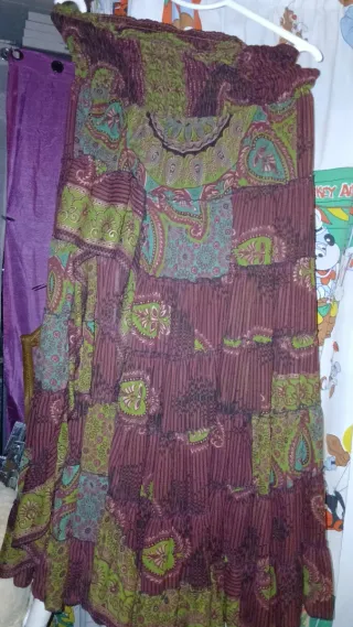 Falda larga bohemia con volantes dos piezas por 5